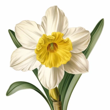 botanical clipart, jonquil flower head only close up, isolated on white background, Margaret Mee, Pierre-Joseph Redouté, Sydney Parkinson, 8k