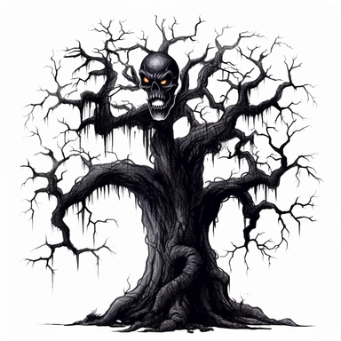 Spooky Tree Halloween Clipart on a white background
