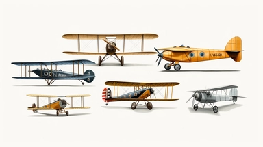 Airplanes Clipart, highlighting the evolution of aviation from the Wright brothers to modern-day commercial jets, white background, ar-- 3:3