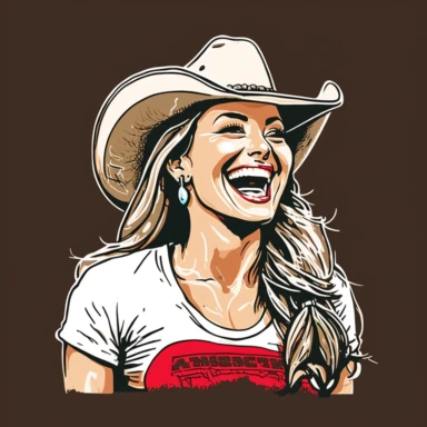 clipart, cartoon, laughing bachelorette in cowboy hat, Nashville