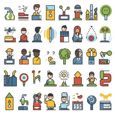 Create a collection of business-themed cliparts that can be used for presentations and marketing materials. The cliparts should represent various aspects of business, such as teamwork, innovation, success, leadership, collaboration, growth, and professionalism. Aim for a diverse range of cliparts that can be used in different industries and contexts. The style can be either minimalist or more detailed, depending on what you think would work best. Please generate at least 10 unique cliparts that 