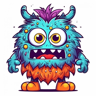 cartoon, isolated, cute monster, clipart, isolated vector, full body, white background, black outline, disney style
