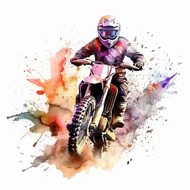 watercolor clipart dirt bike in mud bright colors