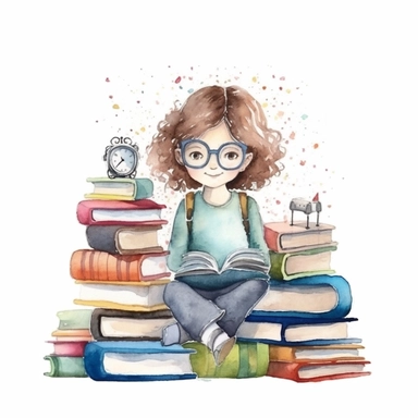 school teacher, watercolor, doodle, fable, child book, clip art, transparent background, 300 dpi, nursery illustration, minimalist, vector illustration, optimistic