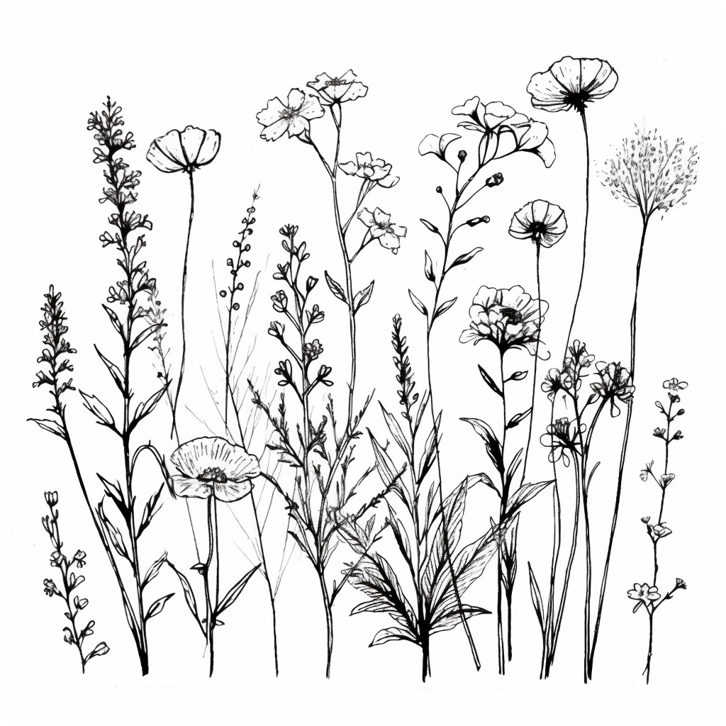 Wildflowers, Flower Meadow , Flower Border, Minimalist Flower Bouquet ...