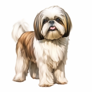 realistic shih tzu dog standing on back 2 legs clipart, white background