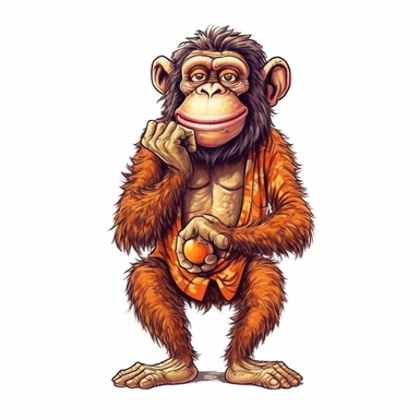 humorous funny monkey, caricature, full body, hand draw Illustration clipart, 4K, extremely detailed