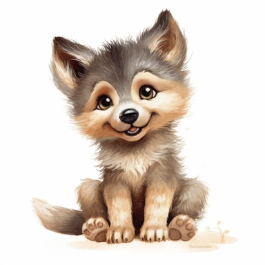 beatrix potter style clipart happy cute baby wolf