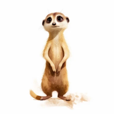cute meerkat, standing tall and alert, earthy tones, clipart, on a white background