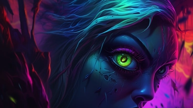 webp, oil painting, glowing eyes, clipart, Halloween, glow in the dark, neon, uhd, vivid, colorful, highly detailed,