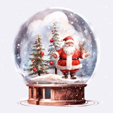 Christmas Christmas tree and Santa Globe, lateral view, clipart, transparent background, clear background, high resolution, watercolor, vector, 12k, 300 dpi, 12: 12 ratio