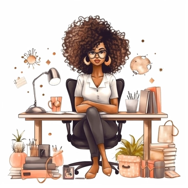 imagination, Boss lady black girl clipart, white background